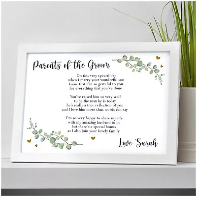 Parents Of The Groom Gift Thank You Keepsake Poem Mother Of Groom Father Print • £13.95