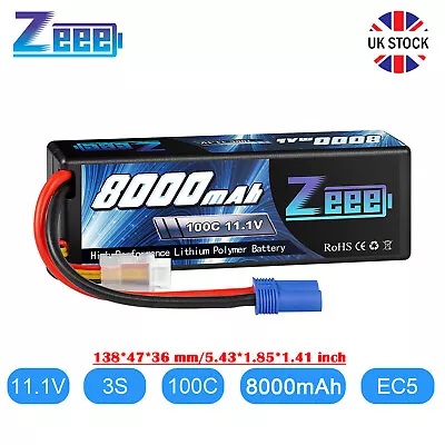 Zeee 11.1V 3S LiPo Battery 8000mAh 100C EC5 Hardcase For RC Airplane UAV Drone • £63.98