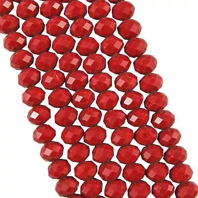 Faceted Rondelle / Abacus Opaque Glass Beads Strand 3x2 4x3 6x4 8x6 10x8 12x9mm • £2.15