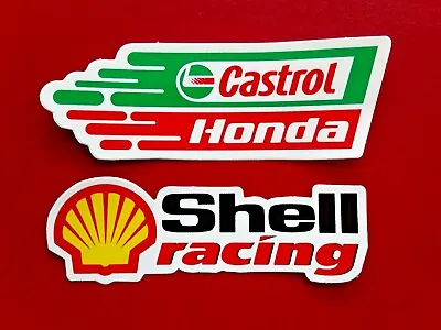 £3.09 • Buy CASTROL OIL HONDA SHELL RACING TT SUPER BIKE VINYL DECAL STICKERS X 2 UK SELLER 
