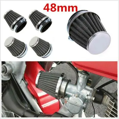 4 Pcs Black Mushroom Head Steel Chrome Pod 48mm Motorcycle Dirt Bike Air Filters • $33.34