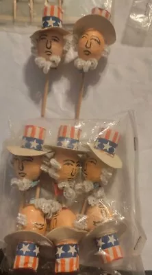 Vintage Uncle Sam Cupcake And American Flag Picks Set Of 8 • $80