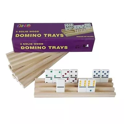 Domino Racks For Mexican Train Dominoes - Wooden Domino Holders Set Of 4 • $14.56