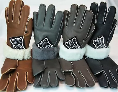 4 COLORS REAL GENUINE SHEEPSKIN SHEARLING LEATHER GLOVES UNISEX Fur Winter S-2XL • $23.89