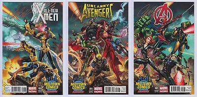 All New X-Men Uncanny Avengers Avengers #1 Midtown Variants Signed By Campbell • £400