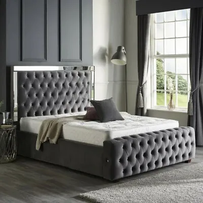 £699.95 • Buy Chesterfield Upholstered Fabric Mirrored Bed Frame Base With Headboard Footboard