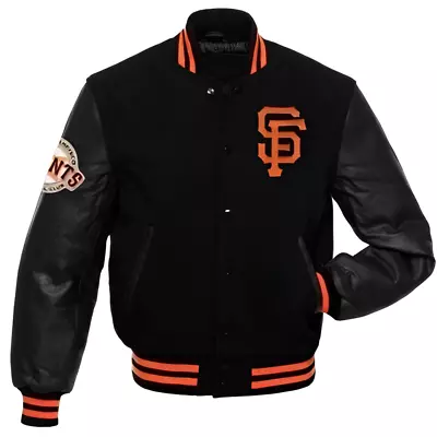 MLB San Francisco Giants Letterman Varsity Jacket With Genuine Leather Sleeves • $119.99