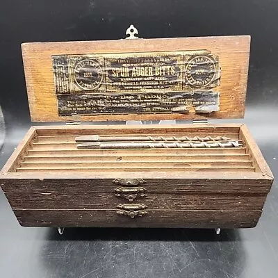 Antique RUSSELL JENNINGS Spur Auger Bit Set Original 3-tier Box W Unusual Label • $89.95