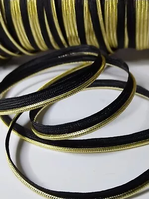 5 Metres Black &Gold Flanged Insert Piping Cord Dress Trim 7mm • £4.99