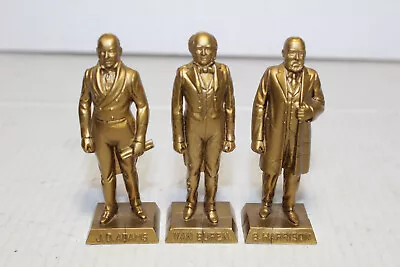 Marx Presidents 2.5  Gold Plastic Figures J Q Adams Martin Van Buren B. Harrison • $15