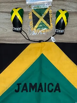 3pcsJamaica Mini Flag JAMAICAN BANDANA & Mini Boxing Gloves Rear View Mirror • $13.16