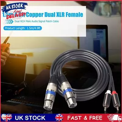 Dual RCA To Dual XLR 3Pin Female Audio Adapter Cable Metal Gold-plated Wire Cord • £8.09