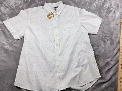 NEW Kennington Mens 2XL Blue White Polka Dot Button Down Short Sleeve Shirt • $25
