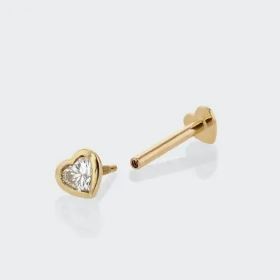 $900 • Buy SARAH & SEBASTIAN Diamond Heart Cartilage Earring Yellow Gold 18K Bezel Stud