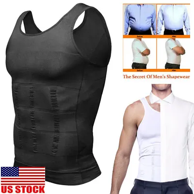 Men Compression Shirt Sleeveless Body Shaper Base Layer Slimming Tank Top Vest • $9.79