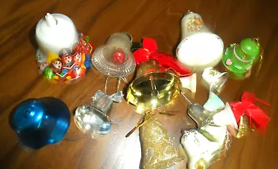 Vintage Christmas Bells - LOT OF 16 ASSORTED BELLS - PLASTICGLASSMETALWOOD • $8.99