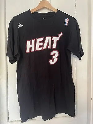 £8 • Buy Adidas Miami Heat NBA  Black Dwayne Wade #3 T-Shirt Short Sleeve Size M