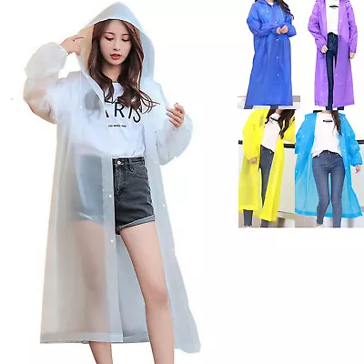 Women Men Adults Waterproof Jacket Raincoat Rain Coat Hooded Poncho Rainwear NEW • $7.19