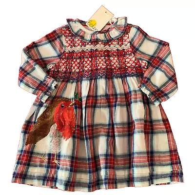 Mini Boden Cute-Cotton  ROBIN  Superstitch Dress. 6-9 Months. Great Gift Idea! • $29.97