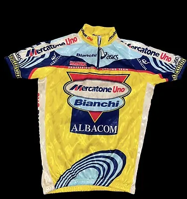 100% Authentic Asics Bianchi Mercatone Uno Pantani Cycling Jersey Size Large • $55.99