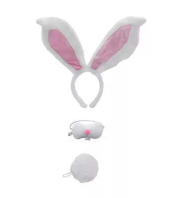 Jumbo Fuzzy Easter Bunny Rabbit Ears Headband Nose Tail Set Costume Accessory • $9.55