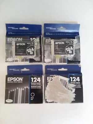 Epson 124 Black Ink Cartridges Four Packs (4 Packs) 2 Original Box 2 Open Boxes • $18