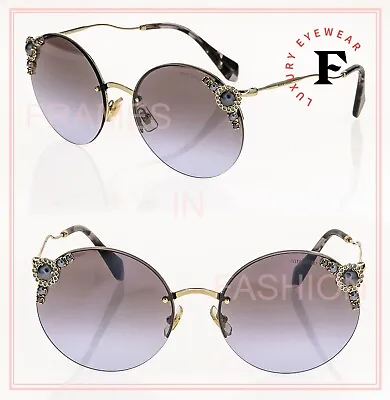 MIU MIU Gold Crystal Pearl Lilac Maniere 52T Round Rimless Mu52Ts Sunglasses • $331.20