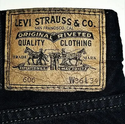 Levis Vintage ~ Made In USA ~ BIG E ~ 606 Black Jeans ~ Tag 36x34 (Actual 36X33) • $99