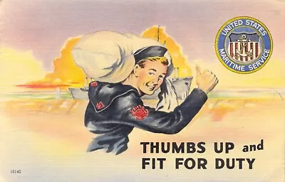 Thumbs Up & Fit For Duty U S Maritime Service Station Sheepshead Bay NY Postcard • $9.99