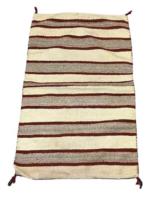 Handmade Vintage Wool Navajo Rug Red/ Beige 2'6 X 4'3 • £115.82