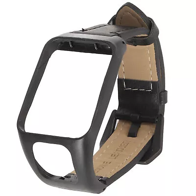Watch Band Leather Watch Strap With Protector Case For TOMTOM Runner3(Black NEW • $35.40