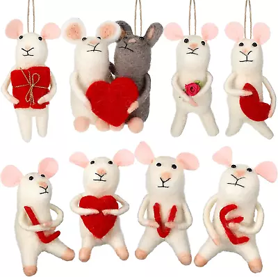 8 Pcs Valentine'S Day Mice Wool Felt Mouse Hanging Ornaments Decorations Handcra • $46.99