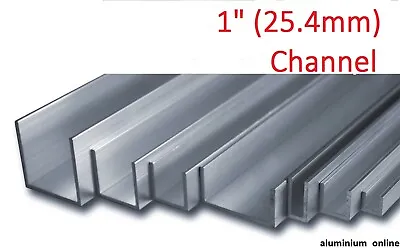 ALUMINIUM CHANNEL U  PROFILE 1  (25.4mm) 6 Variations Lengths 100mm - 2500mm • £7.52
