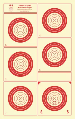 IBS Official 100 Yard Hunter Rifle Target (50 Pcs)Red On Heavy Paper 12  X 19  • $28.25