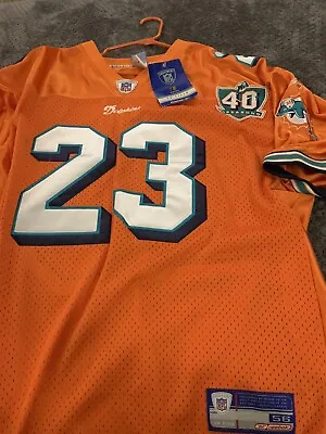 NWT Reebok On Field Miami Dolphins 40th Season #23 BROWN Jersey SZ-56 Stitched • $160