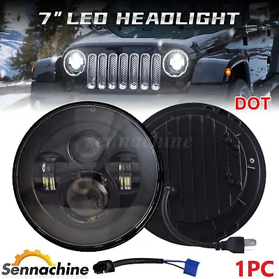 For Jeep Wrangler JK TJ LJ CJ 97-18 7  Inch Round LED Headlight Hi-Lo Beam Black • $29.98