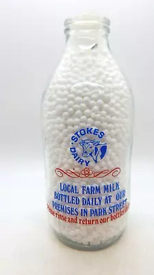 Stokes Dairy - Comical Chicken & Cow - Milk Bottle - United Kingdom - Circa 1970 • $12.99