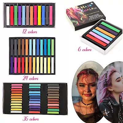 Hair Chalk Temporary Hair Dye Colour Soft Pastels Salon Kit Cosplay 6/12/24/36 • £35.59