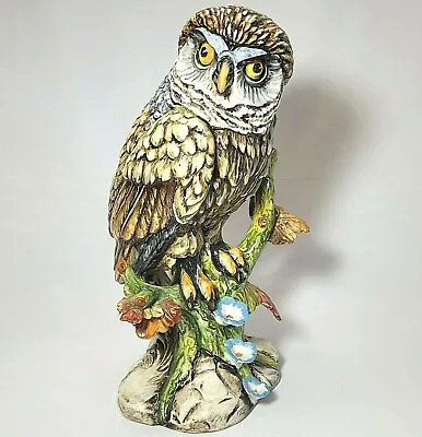 13  Owl Sculpture Italy Ceramic Hand Painted GIOVANNI RONZAN Majolica #1426 • $98