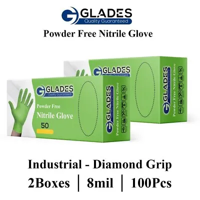 100pcs Heavy Duty Diamond Grip Mechanic Orange Nitrile Gloves Powder Free 8mil • $23.99