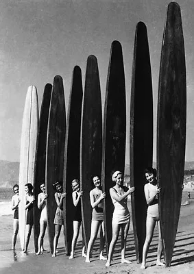 A0 A1 A2 A3  Poster Print For Glass Frame Surfing Black White Photo Vintage • $32.50