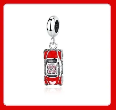 Genuine 925 Sterling Silver Fashion Charm 3D RED VW LOVE BUG CAR 13mm X 6mm • $17.31