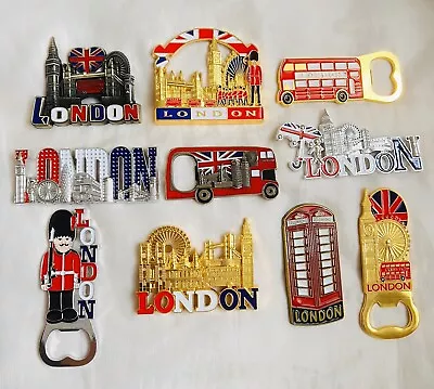 10X METAL London UK Souvenirs Fridge Magnets British Union Jack England • £11.99