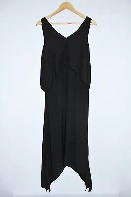 Witchery Size 8 Women's Dress Black Sleeveless Stretch Satin Layered Casual Maxi • $4.99