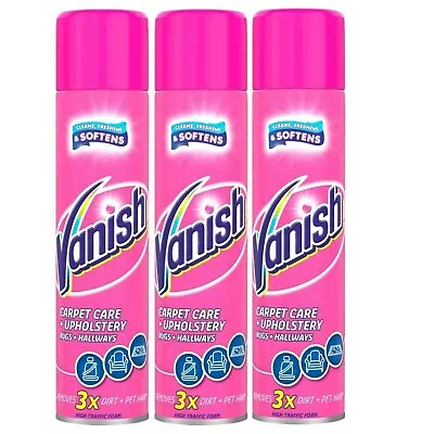 Vanish Carpet Cleaner Upholstery Power Foam Shampoo 600ml X 3 • £18.27