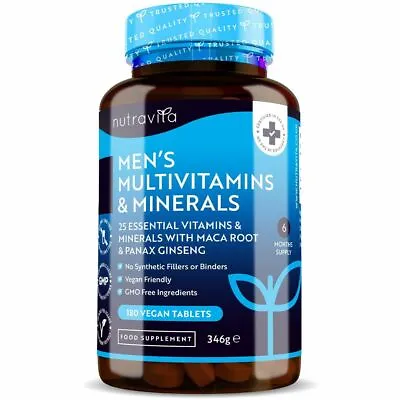 Men's Multivitamins & Minerals - 180 Vegan Tablets - 25 Vitamins & Minerals • £19.99