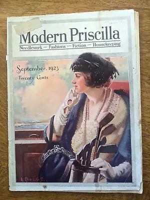 💎 Modern Priscilla Magazine September 1923 Needlework Fashion Fiction 💎 • $14.99