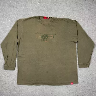 Vintage Mossimo T Shirt Mens Size 2XL Green Long Sleeve Helicopter Logo Y2K • $19.79