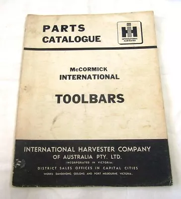 Mccormick International Toolbars 1963 Parts Catalogue • $29.99