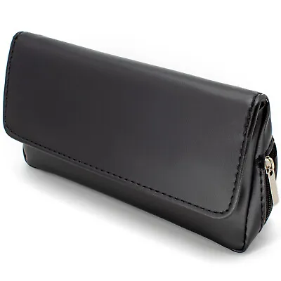 AKORD Soft Black Nappa Leather Tobacco Pouch With Pipe Compartment - Holds 50g • £7.99